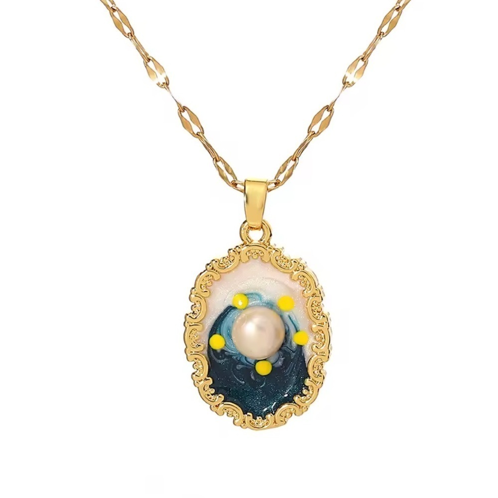 Art canva Stainless steel
Elegant Gold Pendant Necklace with Pearl Accent - Picture 11 of 11